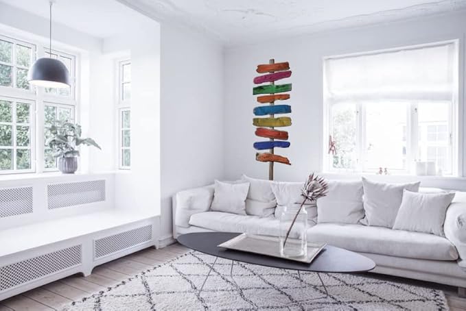 Sticker adhésif trompe l'oeil, 60x180cm: Panneau directionnel pour plages Atlantique - Biarritz, Biscarrosse, Arcachon, Cap Ferret, Oléron. - Nail Gallerys