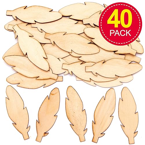 Baker Ross Plumes en bois (Paquet de 40) AT473 - Nail Gallerys