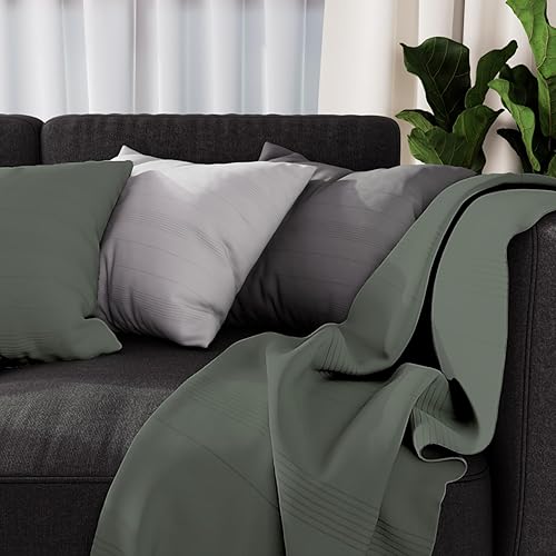 Soleil d'ocre, Adele, Couvre lit, jeté de canapé, Coton, Kaki, 180x220 cm - Nail Gallerys