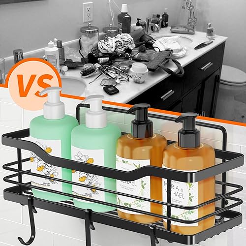 Etagere Douche Sans Percage, Lot de 3, étagère Douche Accessoire Salle de Bain en Acier Inoxydable 304, Noir Rangement Douche - Nail Gallerys