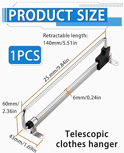 BARRU 1 pièce Tringle à Vêtements Télescopique - Barre Extensible pour Penderie & Placard - Idéale pour Maison & Bureau, Facile à Installer（25CM） - Nail Gallerys
