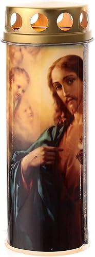 Veilleuse votive LED Sacré Coeur de Jésus et Marie 18 cm 45 jours - Nail Gallerys