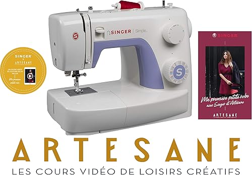 Singer Simple 3232 Machine à Coudre Blanche/Mauve 32 Points Ajustables avec 2h de Cours de Couture Artesane Inclus - Nail Gallerys