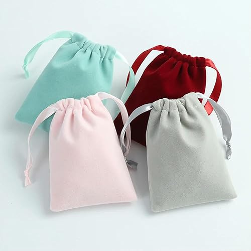 QIUMING Lot de 50 Petits Sacs Cadeaux en Velours pour Bijoux, Format Mini 7 x 9 cm, avec Cordon de Serrage, Pochette de Rangement pour Cadeaux de Mariage, Bonbons, Cadeaux pour Filles - Nail Gallerys