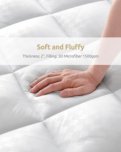 BedStory Surmatelas matelassé Doux et Moelleux avec Rembourrage en Fibre entière 3D, 6 cm d'épaisseur, rafraîchissant, Sangles d'angle Larges antidérapantes (90 x 190 cm, lit Simple) - Nail Gallerys