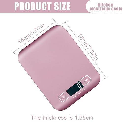 Balance de cuisine numérique rechargeable par USB - 10 kg/1 g - Balance de cuisine avec écran LED et fonction tare - Balance de cuisine numérique pour la pâtisserie et la cuisine, les foires (rose) - Nail Gallerys