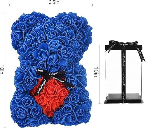 Cadeau pour Maman, Cadeau d'anniversaire pour Femme, Cadeau de Saint-Valentin, Ours en Peluche Rose dans Une boîte Cadeau, Cadeau entièrement assemblée, Mariage, Anniversaire de Mariage (Bleu Roi). - Nail Gallerys