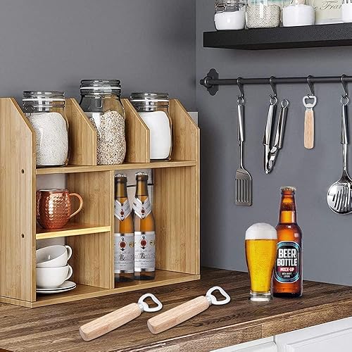BNGXR Ouvre-Bouteilles, 10 Pièces de Décapsuleur de Bière, Décapsuleur en Bois Naturel Portable et Durable avec Poignée en Bois en Acier Inoxydable pour Bar Cuisine Fête - Nail Gallerys