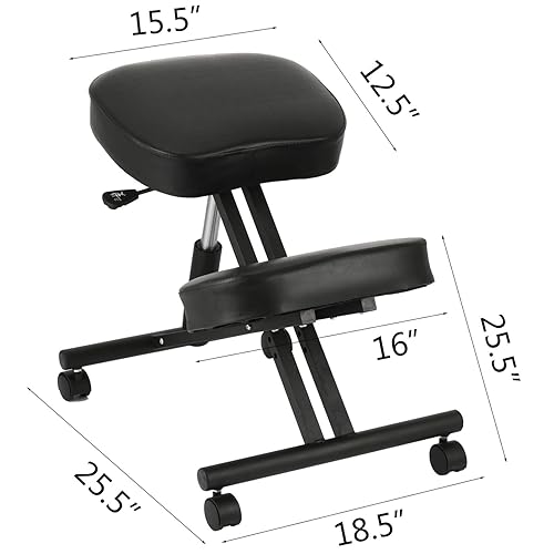 VEVOR Tabouret Ergonomique PVC Tabouret Réglable à Roulettes Capacité 90 kg Fauteuil Ergonomique à Genoux Hauteur 53-71 cm Cadre Acier pour Soulagement de Douleur Correction de Position Bureau Maison - Nail Gallerys