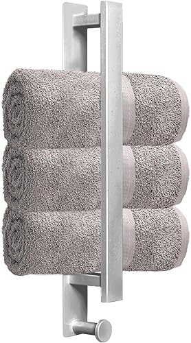 Porte-serviettes autocollant en acier inoxydable sans perçage - 40 cm - Pour salle de bain - Montage mural - Avec crochet - Accessoire de salle de bain - Argenté - Nail Gallerys
