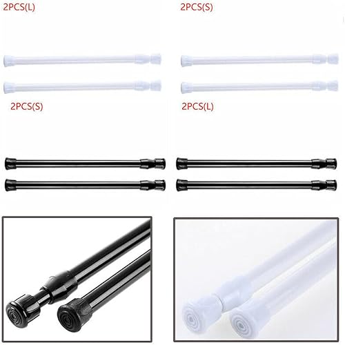 ausuky Lot de 2 tringles à rideaux extensibles courtes à ressort 25,4 à 50,8 cm (blanc, 25-40 cm) - Nail Gallerys