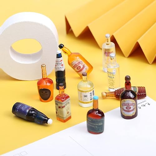 Borsgye Lot de 40 mini bouteilles de bière miniatures en résine, modèle de verre à vin, mélange de résine, simulation instantanée de scène, breloques en résine pour artisanat, scrapbooking, coque de - Nail Gallerys
