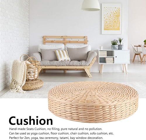 Coussin de Méditation Japonais en Paille Tressée - Ø 30cm, Tapis de Sol Zen pour Jardin, Yoga et Décoration Intérieure Extérieure, Pouf Rotin Coussin Tatami Rond (6cm d'Épaisseur) - Nail Gallerys