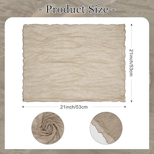 LUKDUNG Lot de 12 serviettes en gaze style bohème, 50 x 50 cm, pour fête, mariage, maison, fête nuptiale, décoration de table, beige - Nail Gallerys
