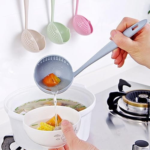 Louche à Soupe De Cuisine 2 En 1 à Long Manche, Filtre Rond Anti-brûlure, Passoire Cuillère écumoire, Cuillère D'égouttage Pour la Cuisine à Domicile, Restaurant(rose) - Nail Gallerys