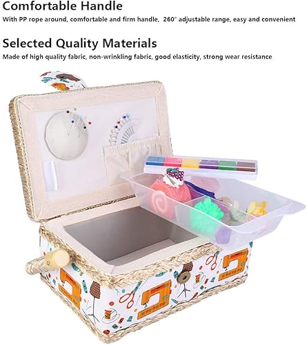 TOPINCN Kit de Couture Panier, Organisateur de Rangement de Couture Panier de Couture, Aiguilles pour Ciseaux Fils Boutons - Nail Gallerys