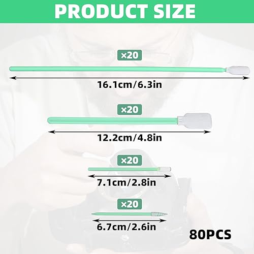 keyxer 80 Pièces Bâtonnets de Nettoyage, Tampons de Nettoyage, Écouvillon de Nettoyage en Tissu Polyester, Cotons-Tiges pour Imprimantes à Jet d'encre,Pistolets, Appareils Optiques,Appareils Photo - Nail Gallerys
