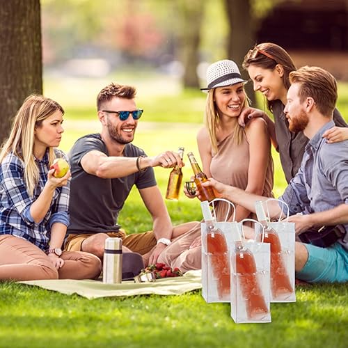Sac à vin de glace, sac froid à vin agne, sac de refroidisseur de poche 10pcs PVC transparent transparent avec poignée, 9,8x3,9 pouces agne Sac avec poignée pour la bière Party Outdoor - Nail Gallerys