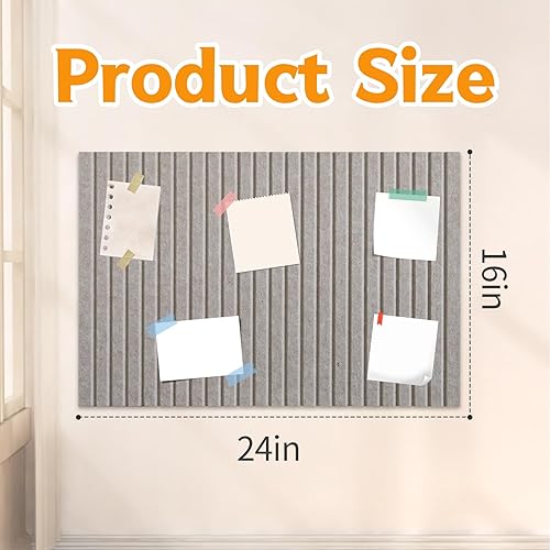 Whemyreat Tableau d'affichage autocollant en feutre gris clair - 60 x 40 cm - Grand tableau d'affichage photo - Avec 30 punaises pour bureau, salon, chambre à coucher - Nail Gallerys