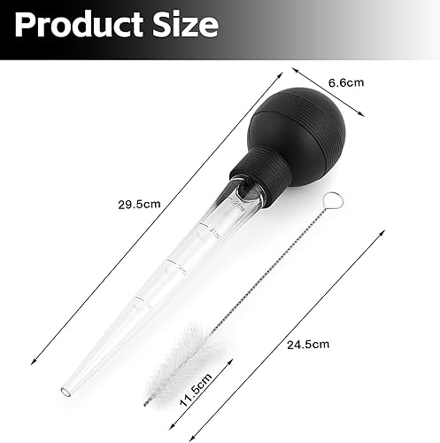 Poire à dinde, poire pour la cuisine, 1 grand compte-gouttes d'huile de dinde et 1 brosse de nettoyage, seringue à poire pour Thanksgiving, Halloween, Noël, rôti, bœuf, porc, barbecue, ustensiles de - Nail Gallerys