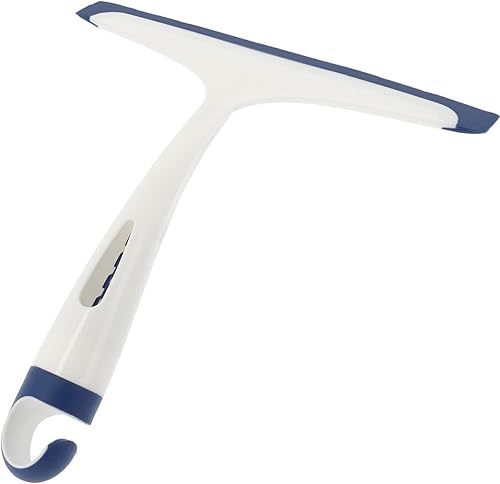 ÉLÉPHANT MAISON - Raclette Douche Squeegy - pour Les Parois De Douche - Goupillon en Élastomère - Prévient L'Apparition du Calcaire - Goupillon Intégré - Blanc & Bleu - Fabriqué en France - Nail Gallerys