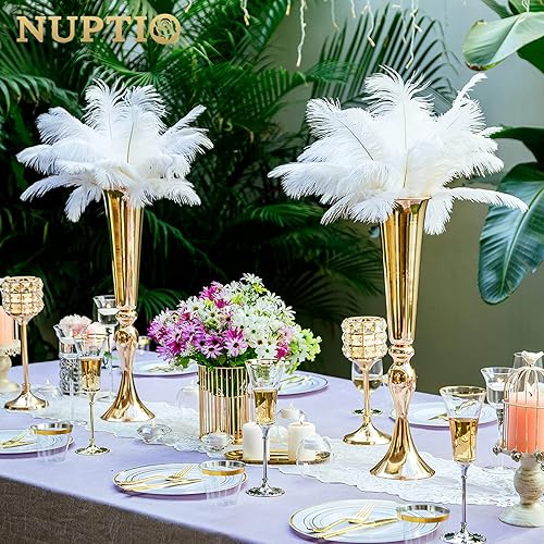NUPTIO Vase Or pour Centre de Table: 2 Pièces de 55,5cm de Haut Vases Trompette en Metal Fleur Support pour Mariage Doré Décorations Fêtes d'anniversaire - Nail Gallerys
