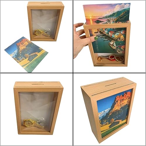 Tirelire en bois élégante et cadre photo pour afficher des souvenirs tout en stockant des pièces de monnaie et des billets en toute sécurité - Nail Gallerys