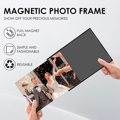 Gatphy 10Pcs Porte Photo Magnetique Frigo 28x22cm A4 Support Photo Magnetique Frigo Fond Noir Pochette Photo 10x15 Fort Magnétisme pour Bureau Maison Photos Paysages Peintures (Noir 28x22cm 10Pcs) - Nail Gallerys