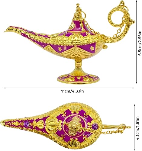 inheming Lampe Aladdin, Métal Lampe Magique de Luxe, Lampe Aladdin Classique, Lampe Magique Aladin Décoration,Violet et Or 11cm*6.5cm - Nail Gallerys