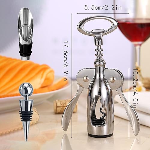 Fine jade2 Tire-bouchon de vin de qualité supérieure avec ailes - Ouvre-bouteille multifonction avec bouchon et bec verseur pour tous les bouchons en liège et bouteilles de bière - Nail Gallerys