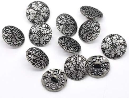 Lot de 15 boutons à œillets en métal à coudre - 18 mm - Motif floral - Argenté vieilli - Nail Gallerys