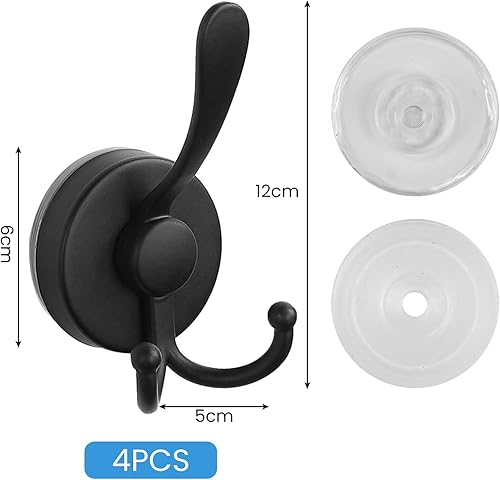 KLYKLL 4 Pcs Crochet Ventouse Salle de Bain, Porte Serviette Ventouse en Acier Inox, Crochet Mural à Ventouse Adhésif, Porte Serviette Ventouse sans Perçage, pour Peignoir Torchon Couronne Manteau - Nail Gallerys