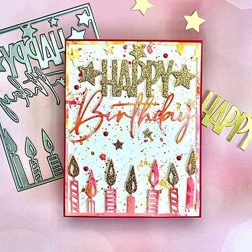 Matrices de découpe en métal avec cadre « Happy Birthday » - Pochoirs pour loisirs créatifs, scrapbooking, cartes, gaufrage décoratif - Nail Gallerys