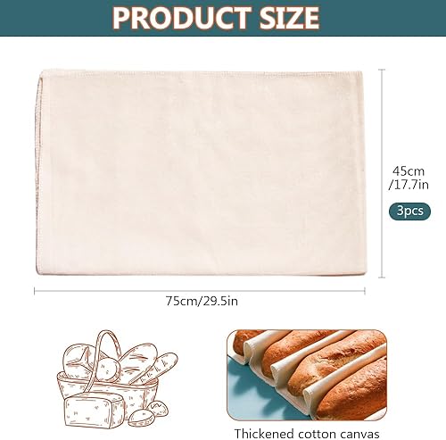 YZROHYI 3 Pièces Tissu de Boulanger 75 X 45 CM,Toile de Coton Boulangerie,Toile de Cuisson Pour Pain,Toile de Couche Boulangerie,Tissu pour Cuisson pour Fermentation de La Pâte - Nail Gallerys
