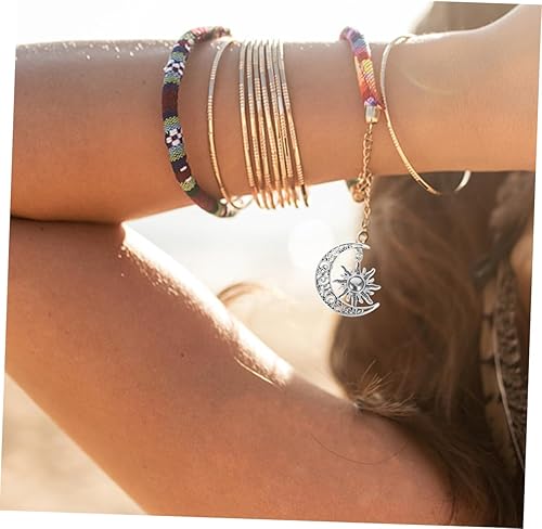 HOMSFOU Pendentif Soleil Lune Bijoux Phase Charme Céleste Croissant Pendants De Soleil Vintage Breloques Soleil Et Lune Alliage Silver - Nail Gallerys