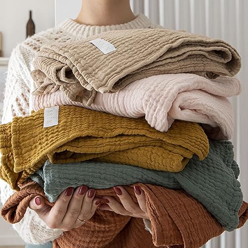 ESSIX Couvre lit uni en Gaze de Coton, Jazzy, 260x240cm, Blanc - Nail Gallerys