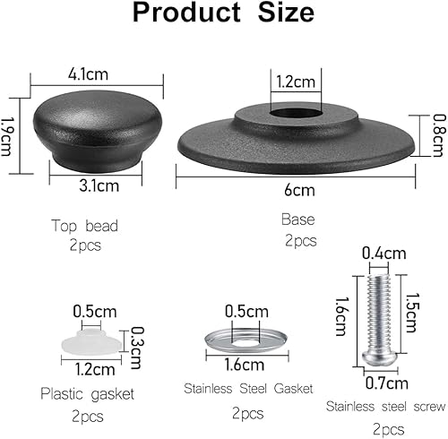 6 Pièces Ustensiles de Cuisine Remplacement Boutons,Poignée de Couvercle,Poignée de Couvercle de Casserole,Anti-Brûlure Boutons de Remplacement,Poignée Couvercle Universelle Cuisine,Bouton Couvercle - Nail Gallerys