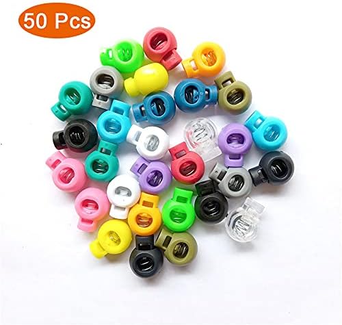 Verrouillage du Cordon,50 Serrures Ressort Bouton Pression Plastique Arrêts à Ressort Fermeture Rond Serrures Cordon,pour Vêtements,Sacs à Dos, Lacets,Artisanat,Cordelette,Elastique(Multicolore) - Nail Gallerys
