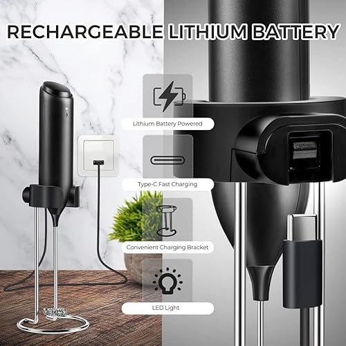 LAUGHERER Mousseur à lait portable rechargeable pour café, matcha, etc. - Nail Gallerys