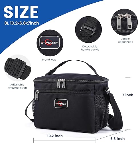 ETONSUNNY Lunch Bag Sac isotherme Sac isotherme portable Avec bandoulière réglable, Convient pour les pique-niques, le travail, l'école et les voyages, etc. (Bleu) - Nail Gallerys