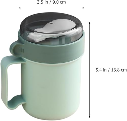 Angoily Tasse À CéRéAles Avec Couvercle Et CuillèRe, Bol Petit DéJeuner Micro-Ondes, Tasse À Soupe Portable Pour Maison, Travail, ÉCole, 13,8 X 9 X 9 Cm, Vert - Nail Gallerys