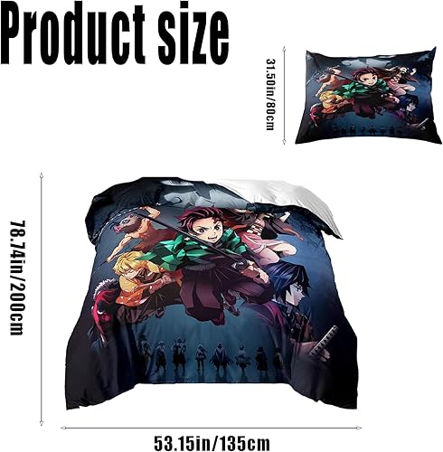 Literie Demon, Literie pour Enfants Demon 200X135, Taie d’Oreiller Demon 80X80cm 2 pièces, Literie Anime pour Enfants, Literie Demon pour Enfants Loussiesd, Literie Halloween. - Nail Gallerys