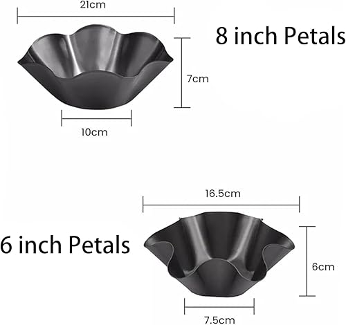 Lot de 3 bols de cuisson en acier au carbone en forme de pétale, moule de cuisson en acier au carbone en forme de fleur pour la cuisine, ensemble de moules à tortilla et salade (pétales de 20,3 cm, 3 - Nail Gallerys