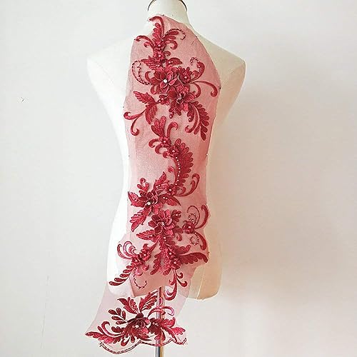 Applique en dentelle 3D en forme de fleur, idéale pour les loisirs créatifs, la couture, les costumes, les soirées, les mariages, etc., en 3 parties, format A1 - 20 x 72 cm - Nail Gallerys