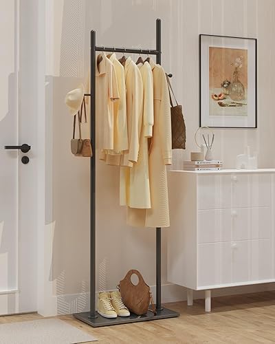 GUOHNHE Métal Portemanteau sur Pieds, de Haute Qualité Portant à Vêtements avec 2 Crochets, Porte Manteaux avec Dalles de Roche Lourdes, 50 x 30 x 175 cm, Blanc, GYJ302MW - Nail Gallerys