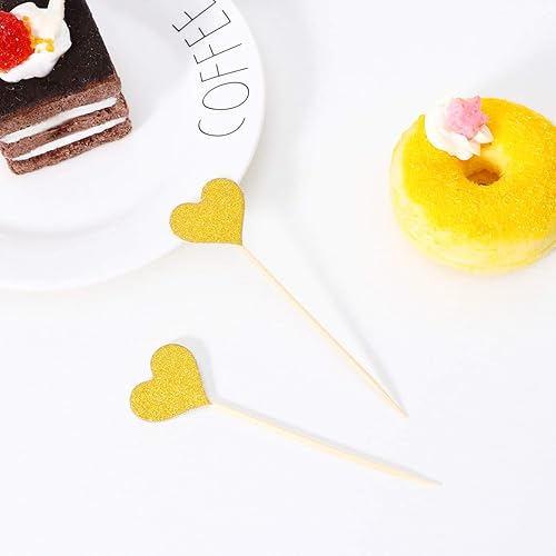 BESTOMZ 50pcs Or Glitter Cœur Toppers gâteau de Mariage Décor - Nail Gallerys
