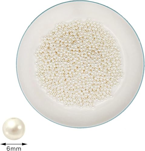 Perles Blanches, 1450 Pièces Perles Artificielles Rondes, Perles Décoratives 6mm, Perles pour Bracelets DIY, Collier, Fabrication Bijoux, Perles Décoration - Nail Gallerys