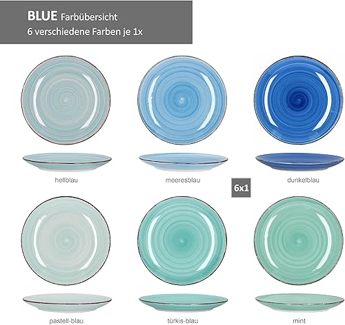 MamboCat Green Set 6 assiettes Assiettes à soupe vertes Vaisselle robuste en faïence verte pour 6 personnes Set 6 assiettes creuses Avec un décor tourbillonnant moderne de style campagnard - Nail Gallerys