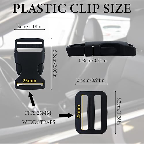 JRSHIRLEYLTD Lot de 11 boucles à clip pour sangles de 25 mm de large, fermeture à clip réglable en plastique pour sangle de boucle, sangle pelvienne, boucle de rechange, sangles de sac à dos, Noir - Nail Gallerys