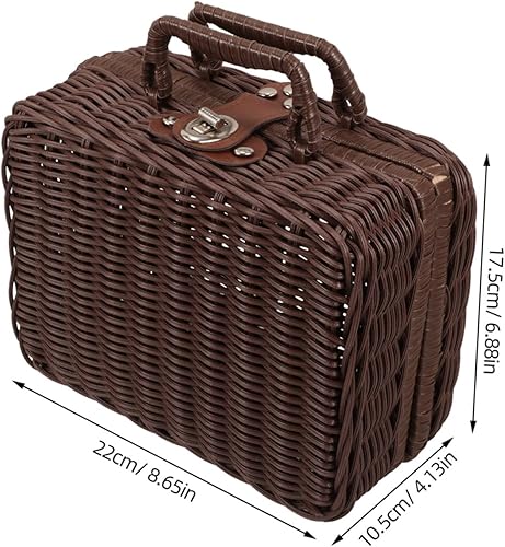 DIKACA Valise En Rotin Panier De Pique- En Osier Tressé Petit Panier Tissé À Faire Soi-Même Paniers Valise Coffre À Bagages Étui En Rotin Synthétique Tissé À La Main Panier - Nail Gallerys